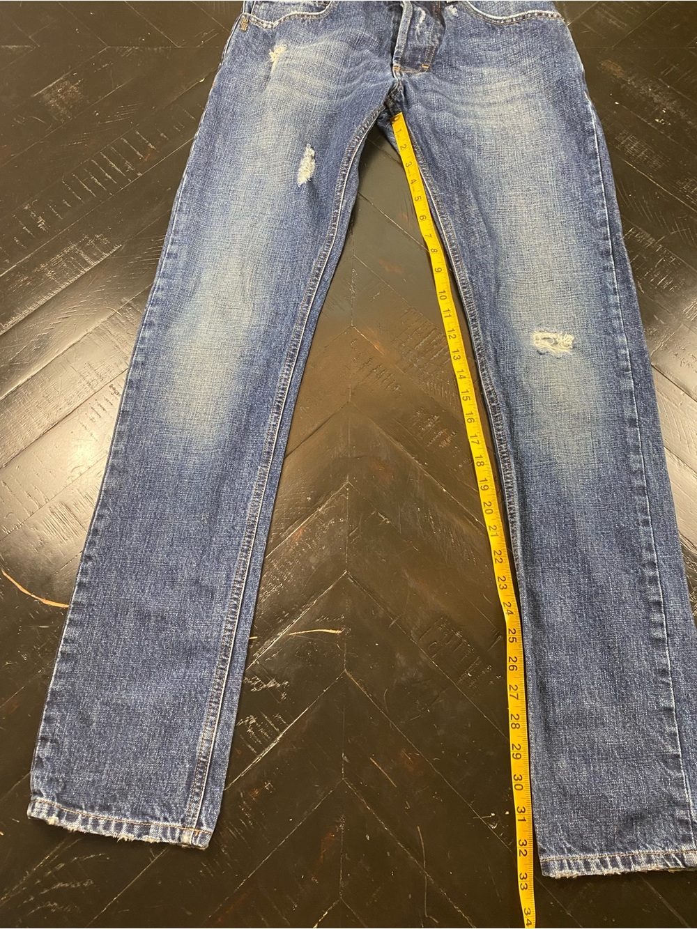 Pierre Balmain Men's Straight-Leg Distressed Denim Jeans in Blue - Picture 2 of 16